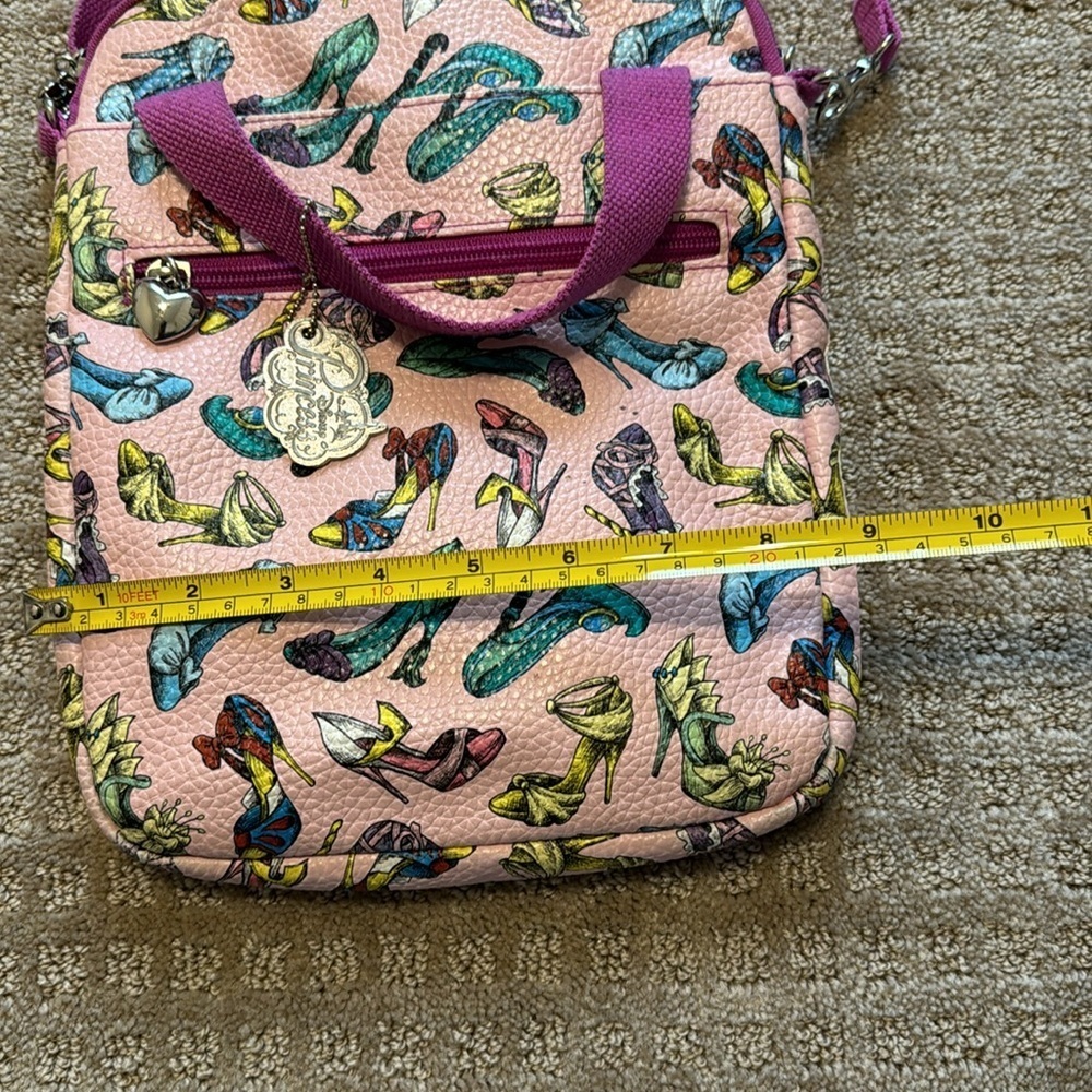 Disney Princess High Heel Print Crossbody Bag Pink Mini Tote Purse Adjustable - Picture 3 of 10